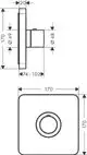 Unterputz-Thermostat in quadratischer Form von AXOR mit einem zentralen Regler. Die Frontplatte zeigt eine glatte, schlichte Oberfläche ohne sichtbare Bedienelemente.